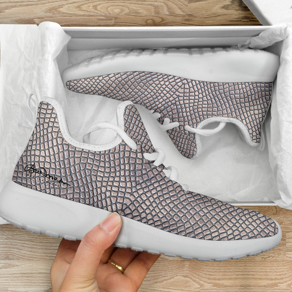 Croc Print Mesh Knit Sneakers