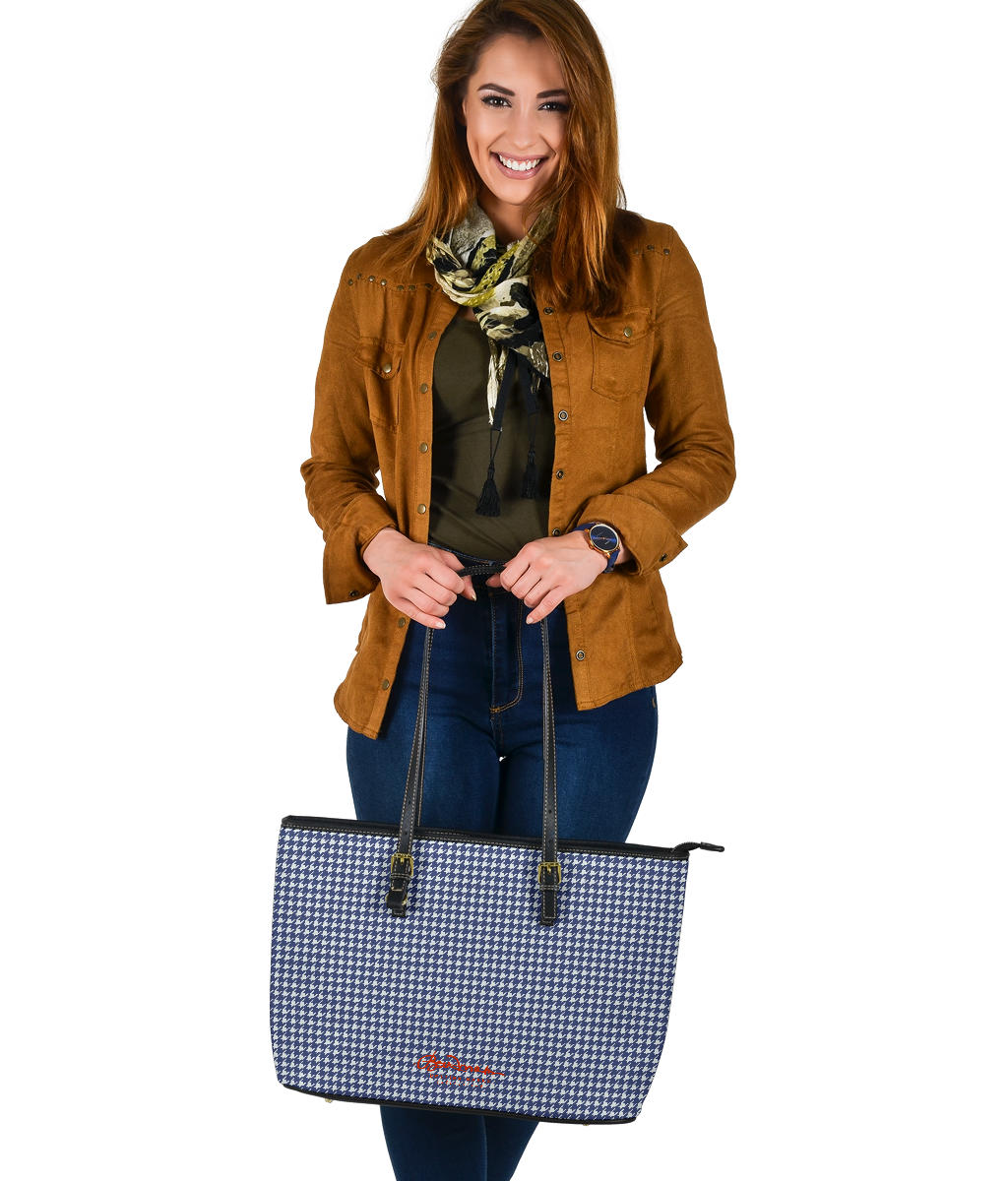 Navy Blue Houndstooth Large Tote Bag