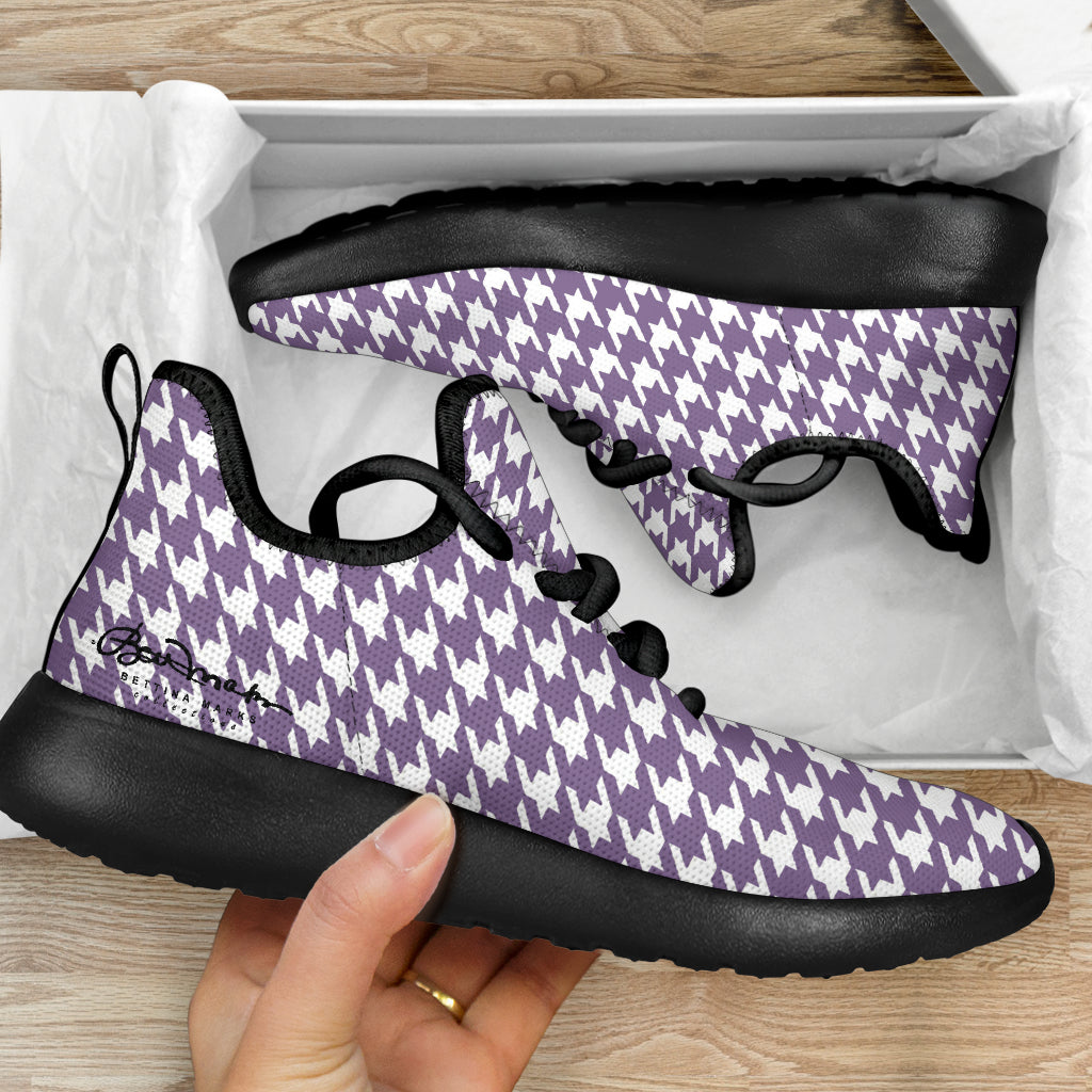 Lilac Houndstooth Mesh Knit Sneakers