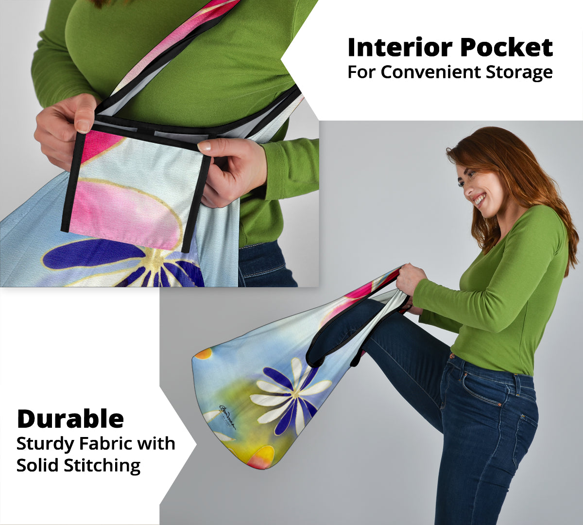 Sunrise Floral Grocery Bag