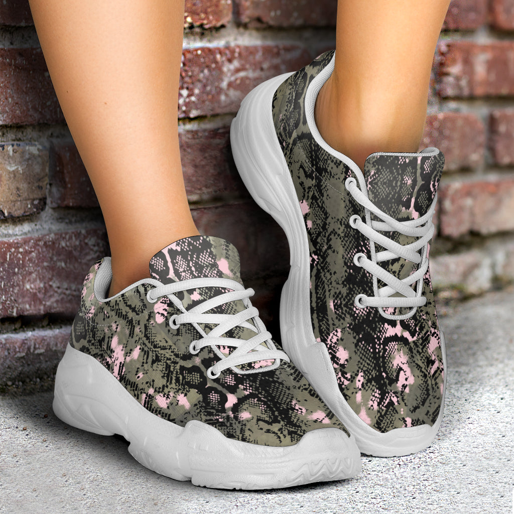 Pink Snake Skin Athletic Sneakers