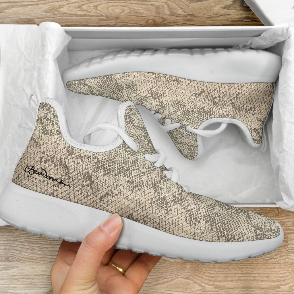 Snake Print Mesh Knit Sneakers