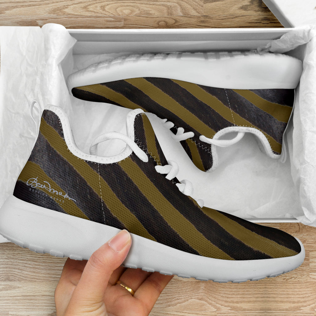 Olive Zebra Mesh Knit Sneakers