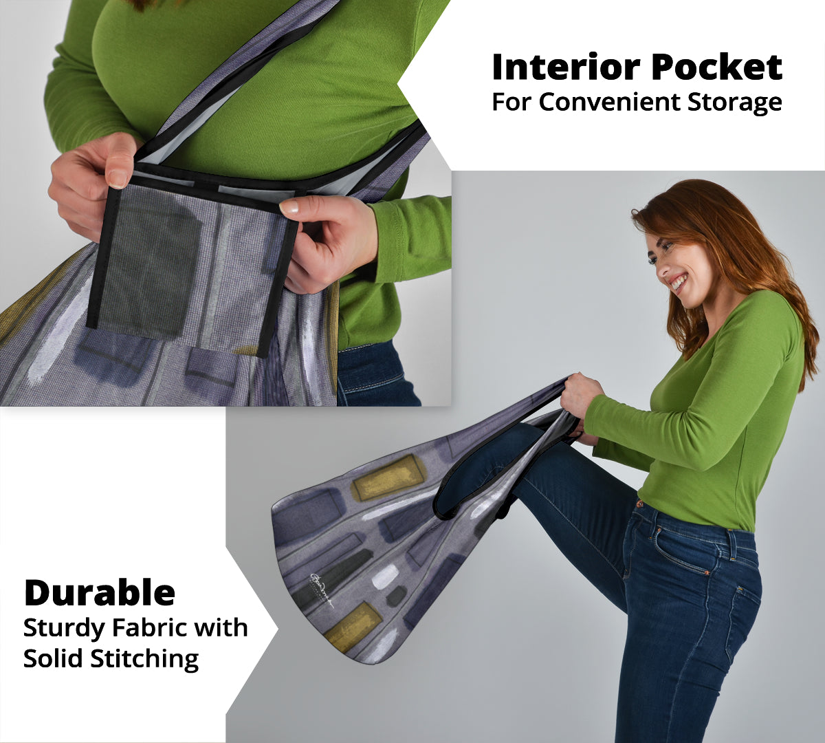 Menswear Denim Stripe Grocery Bag