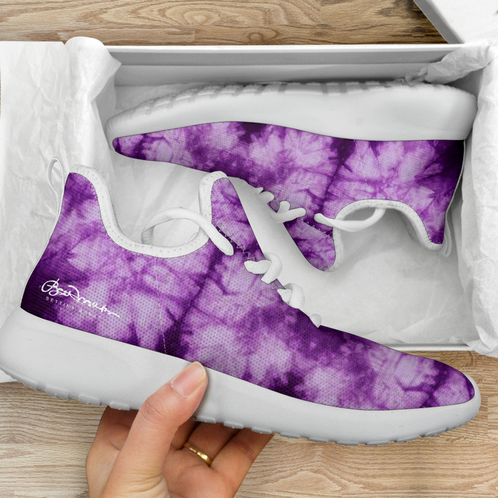 Purple Tie Dye Mesh Knit Sneakers