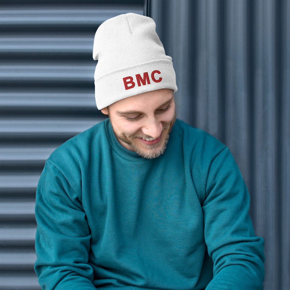 White Bettina Marks Collections LOGO Embroidered Beanie
