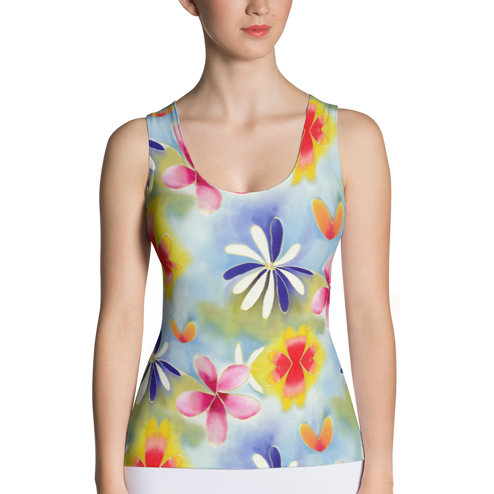 Sunrise Floral Fitted Tank Top Front