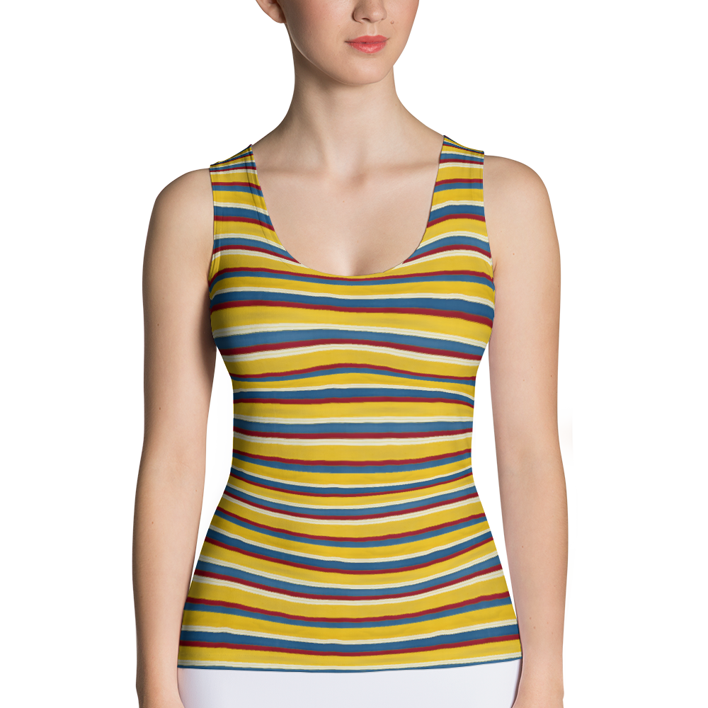 Riviera Stripe Fitted Tank Top Front