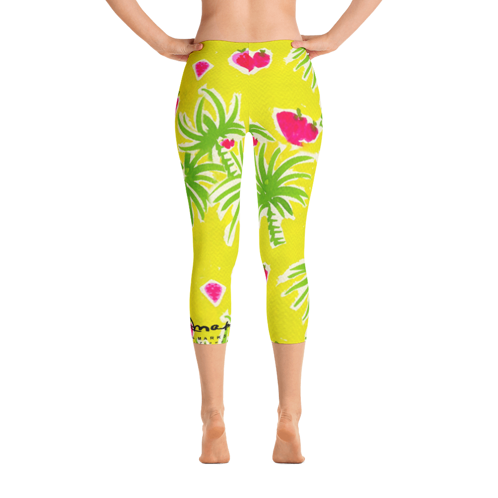 Strawberry Tropic Capri Leggings Back