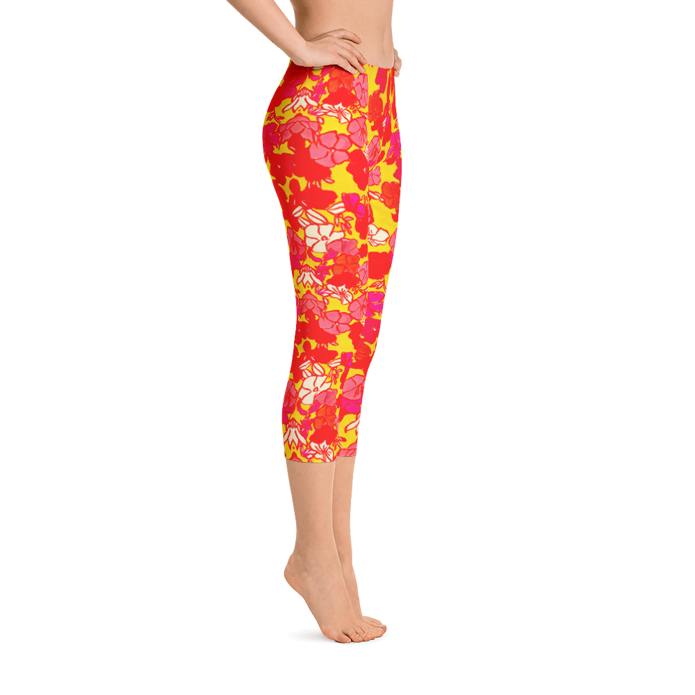 Sixties Floral Capri Leggings Right