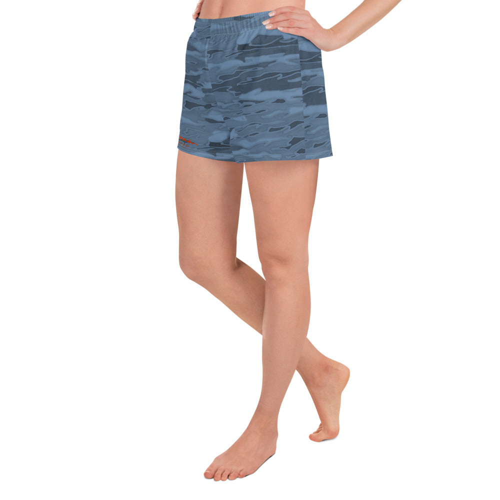 Steel Blue Camouflage Lava Women's Athletic Shorts