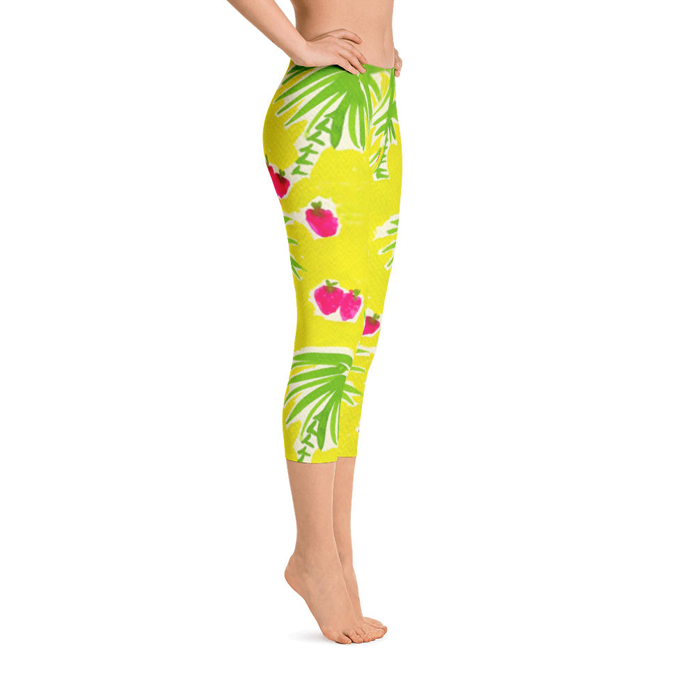 Strawberry Tropic Capri Leggings Right