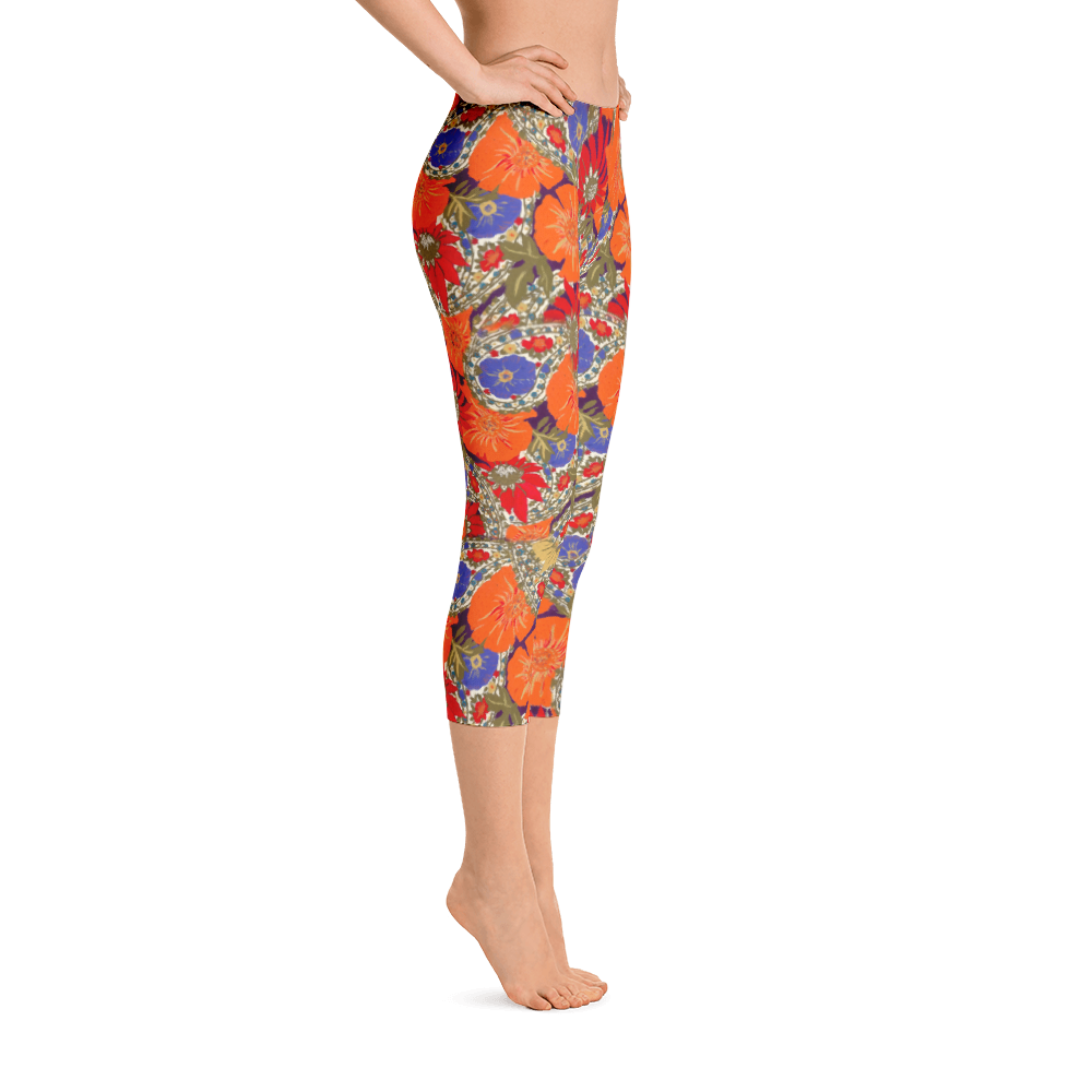 Orange Paisley Capri Leggings