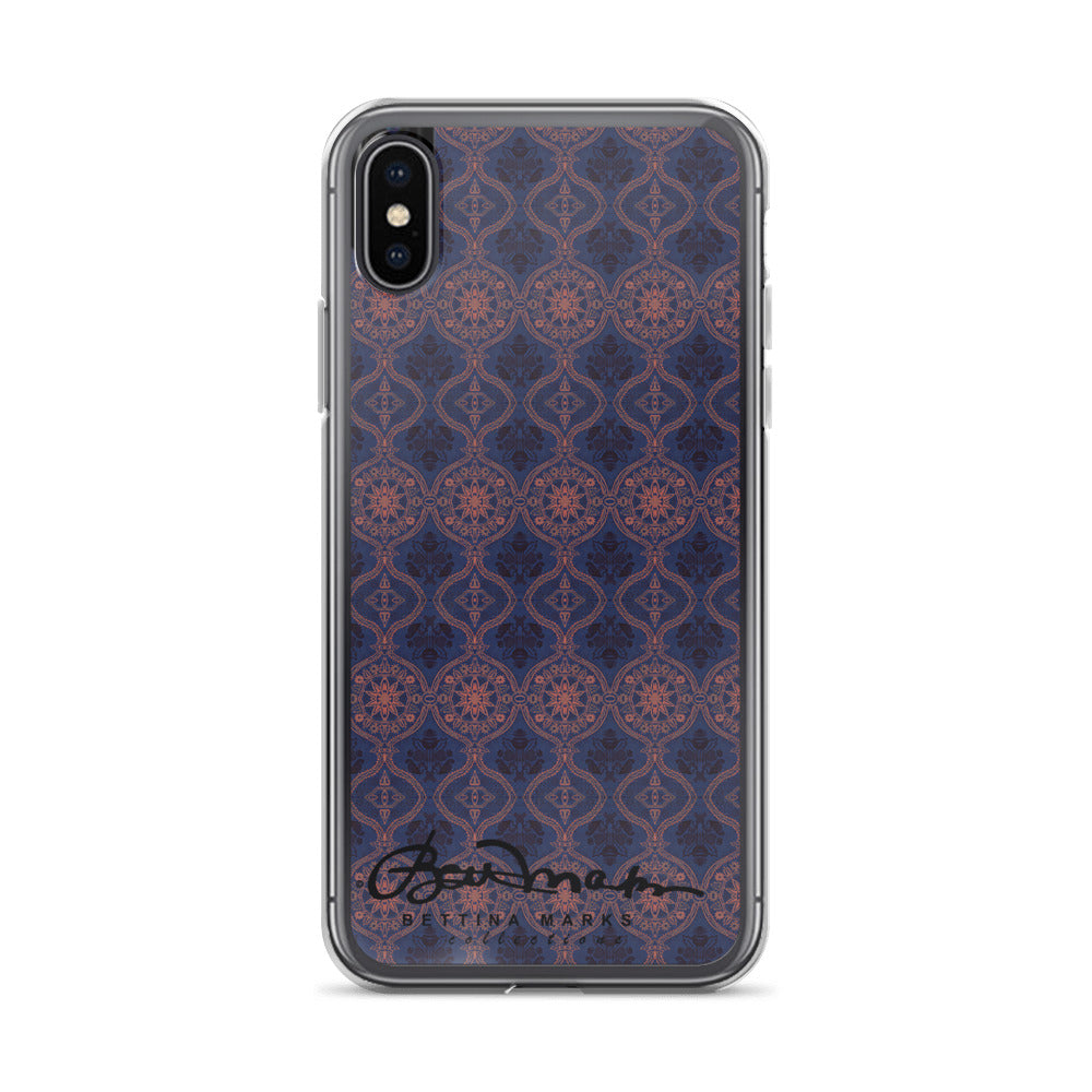 Sargasso Blue and Mellow Rose Damask Tough iPhone X Case