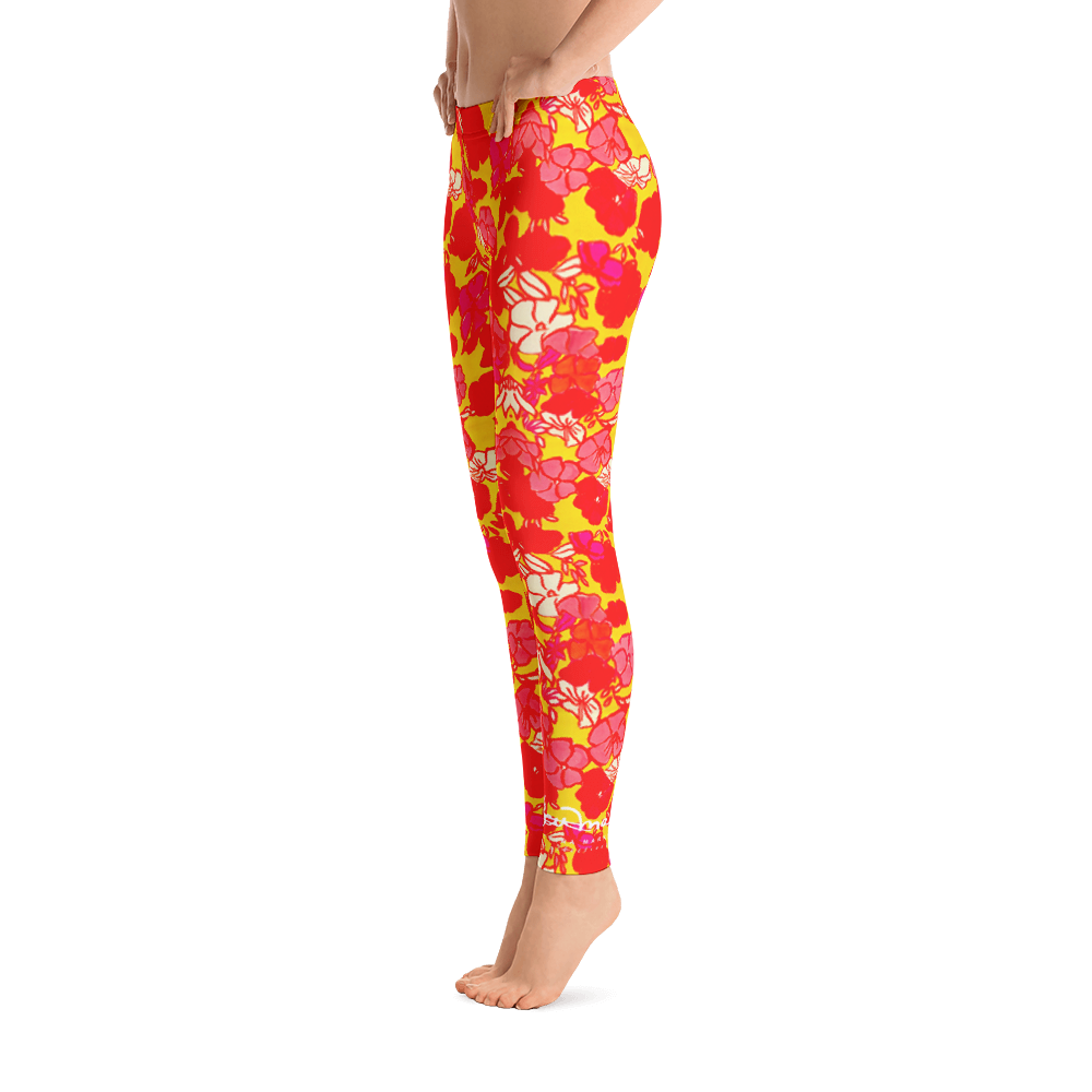 Sixties Floral Leggings Left Side