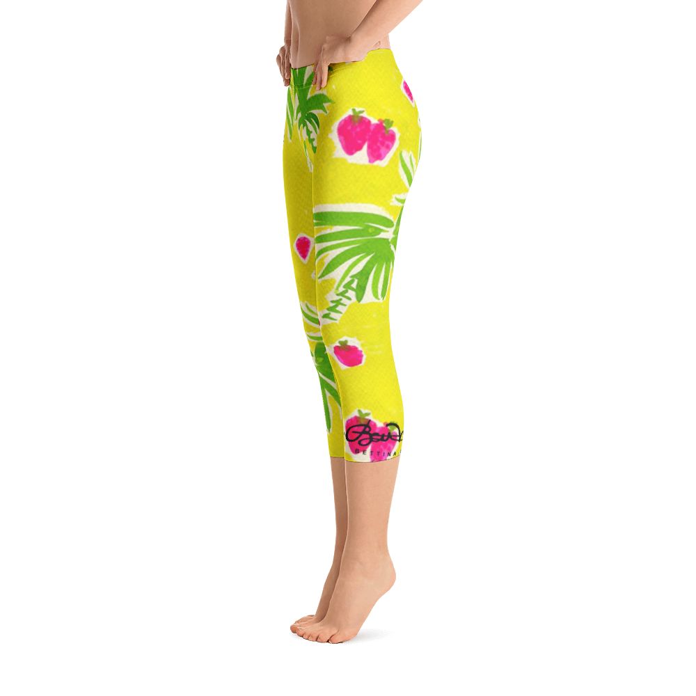 Strawberry Tropic Capri Leggings Left