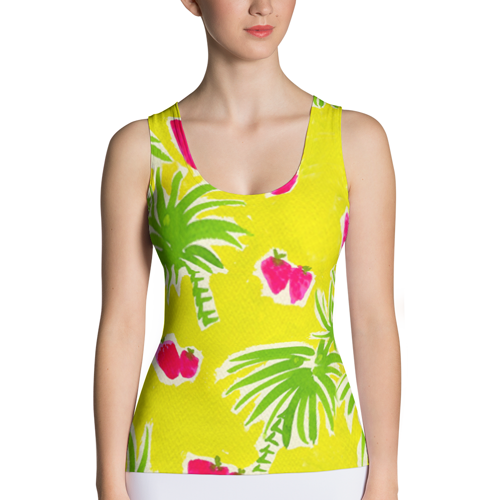 Strawberry Tropic Fitted Tank Top Front