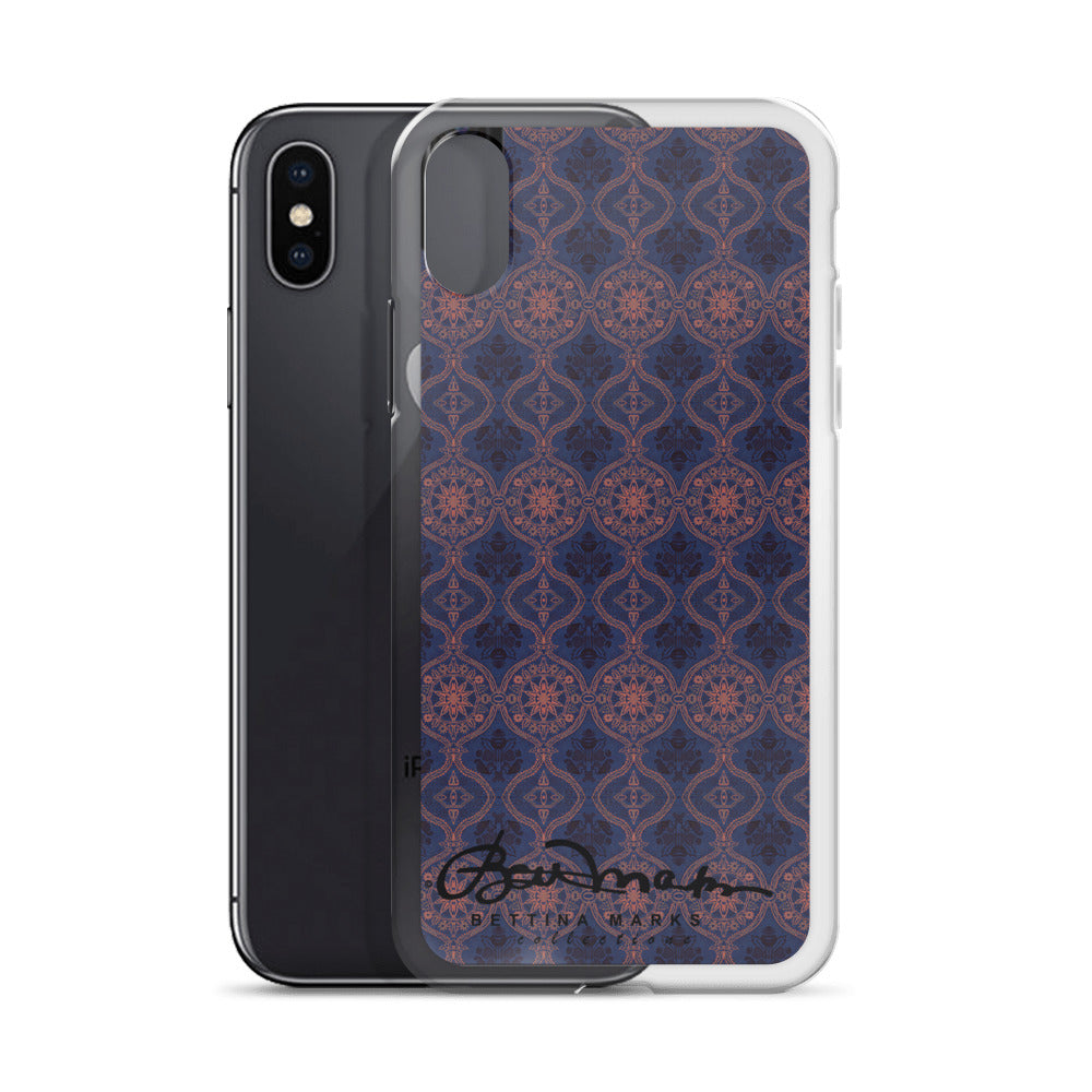 Sargasso Blue and Mellow Rose Damask Tough iPhone X Case