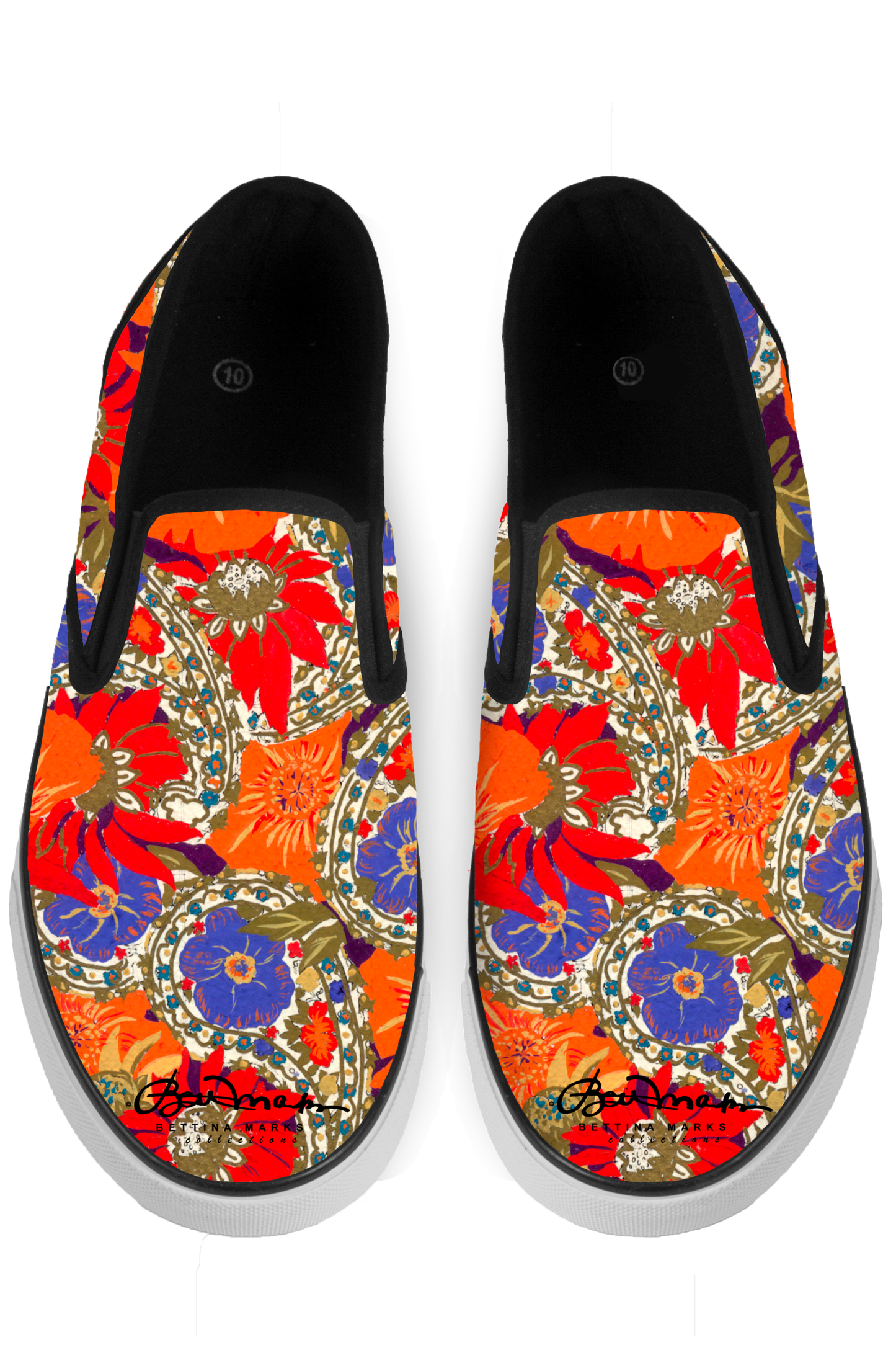 Orange Black Slip On Sneakers