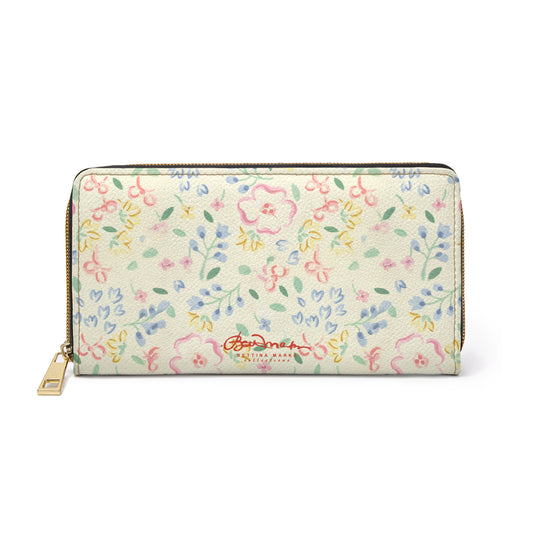 Yellow & Pink Pastel Floral Zipper Wallet