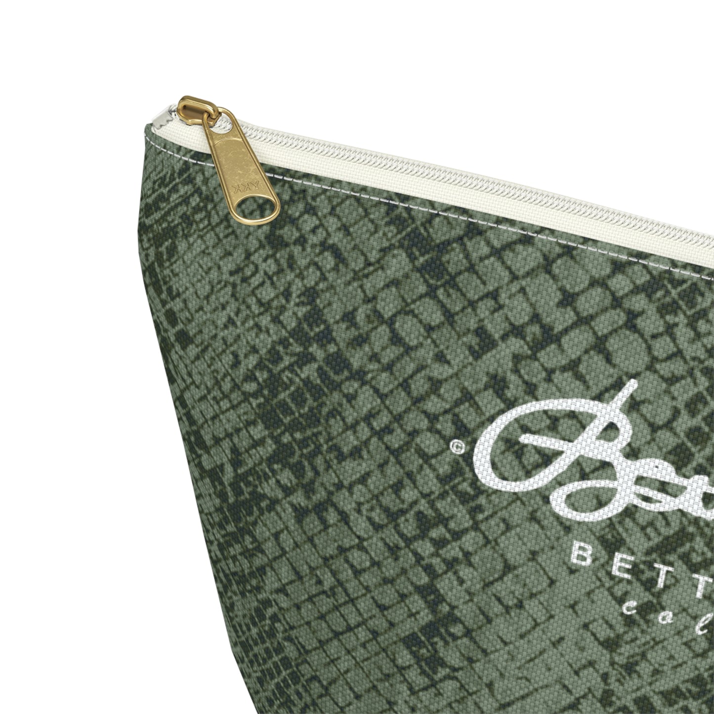 Sage Snake Skin Accessory Pouch w T-bottom