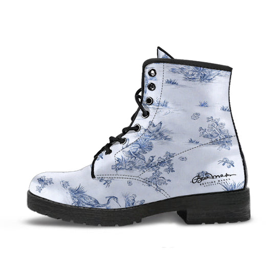 Toiles de Jouy Harmony Blue Leather Boots (Vegan)