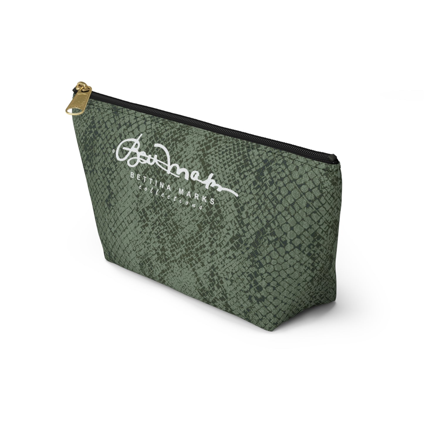Sage Snake Skin Accessory Pouch w T-bottom