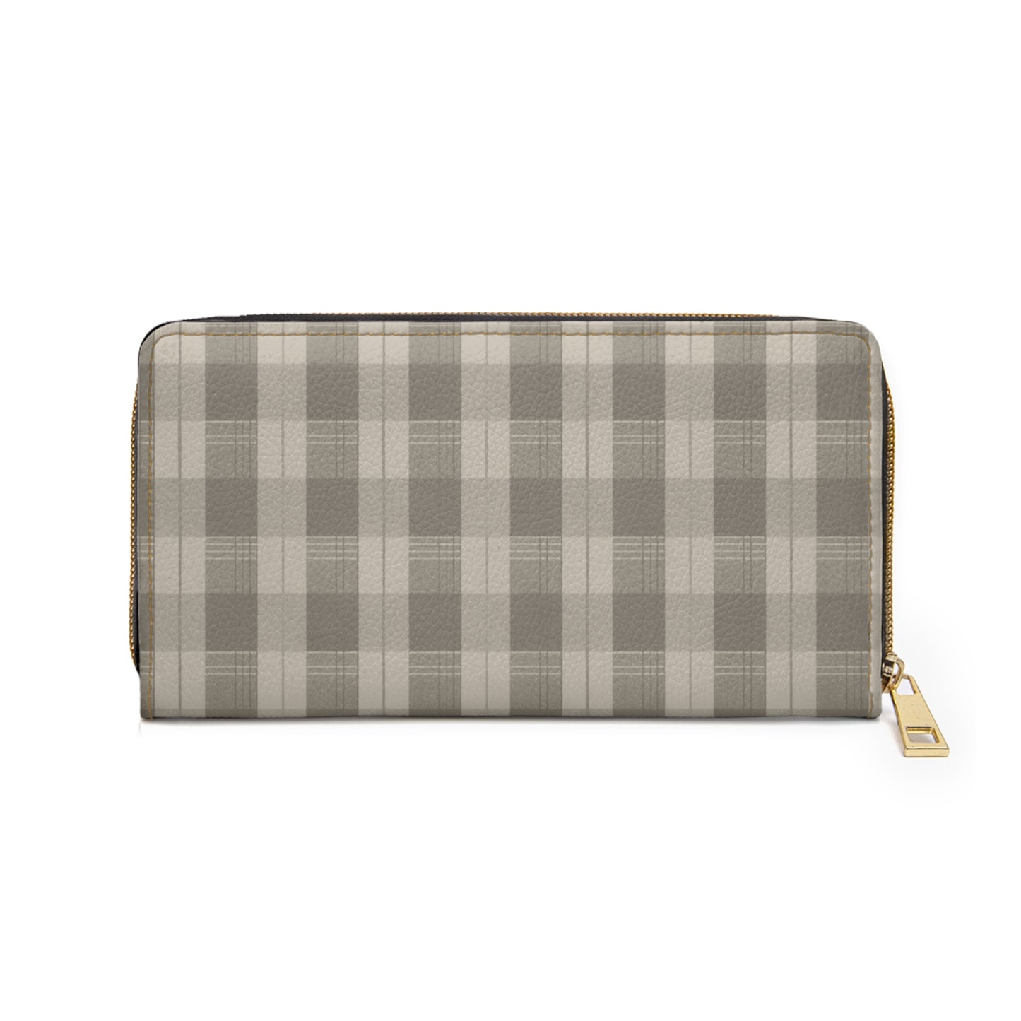 Cream Plaid Zipper Wallet for Women - Chic and Functional Clutch