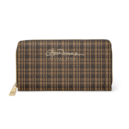 Caramel Plaid Zipper Wallet for Women - Chic and Functional Clutch