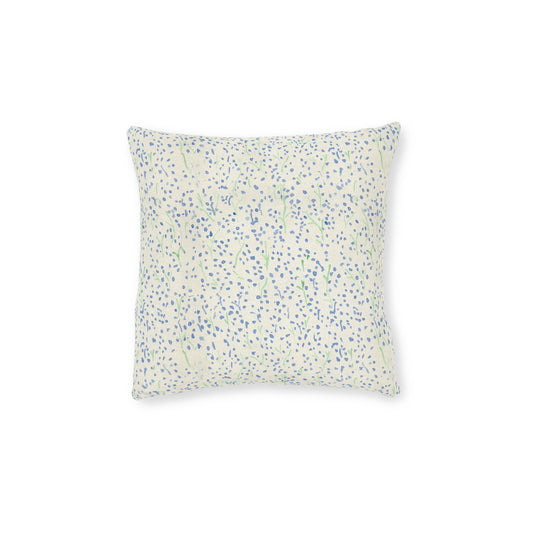 Watercolor Blue Floral Square Pillow