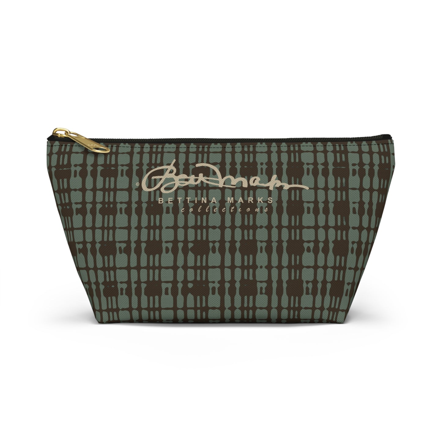 Mint Chocolate Plaid Accessory Pouch w T-bottom