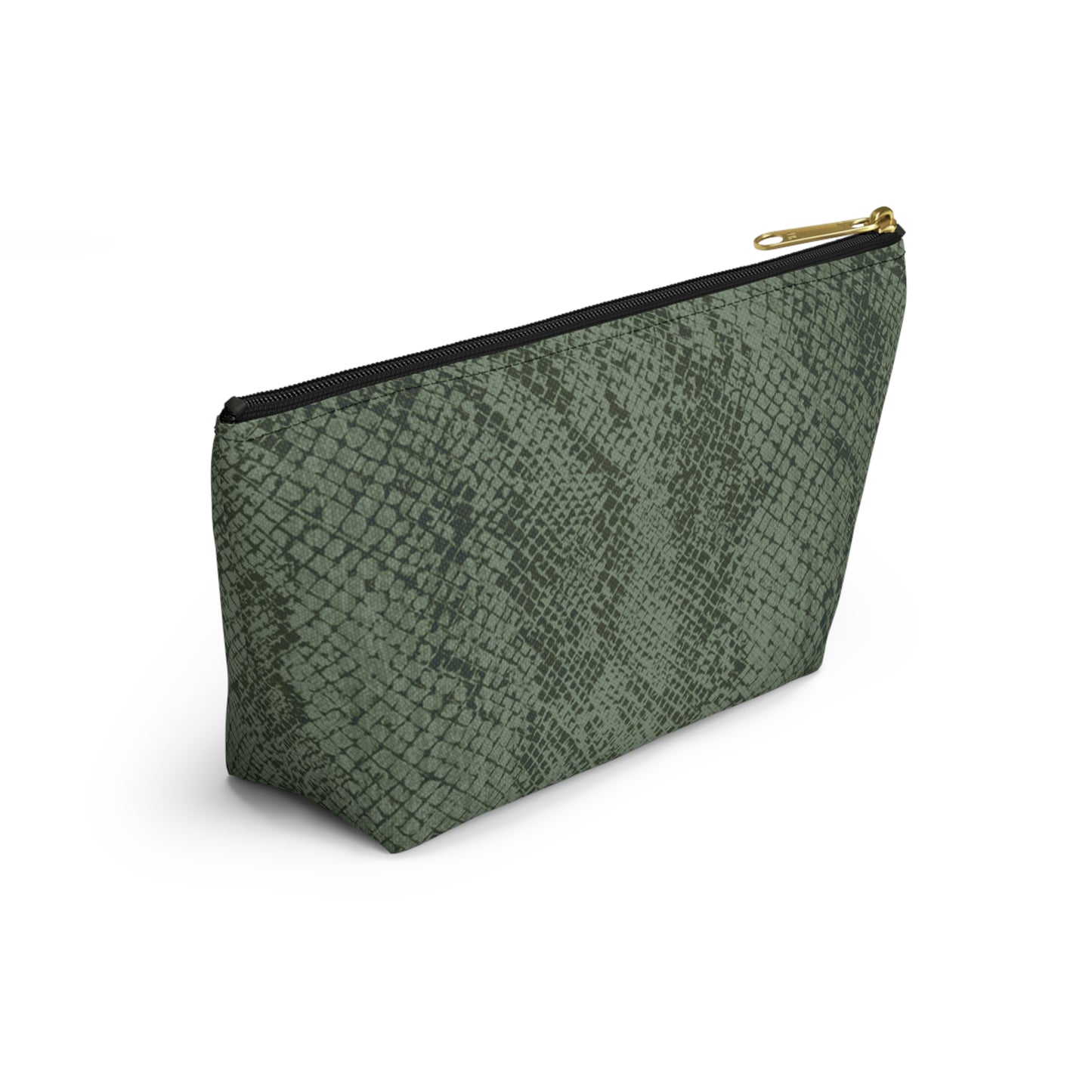 Sage Snake Skin Accessory Pouch w T-bottom