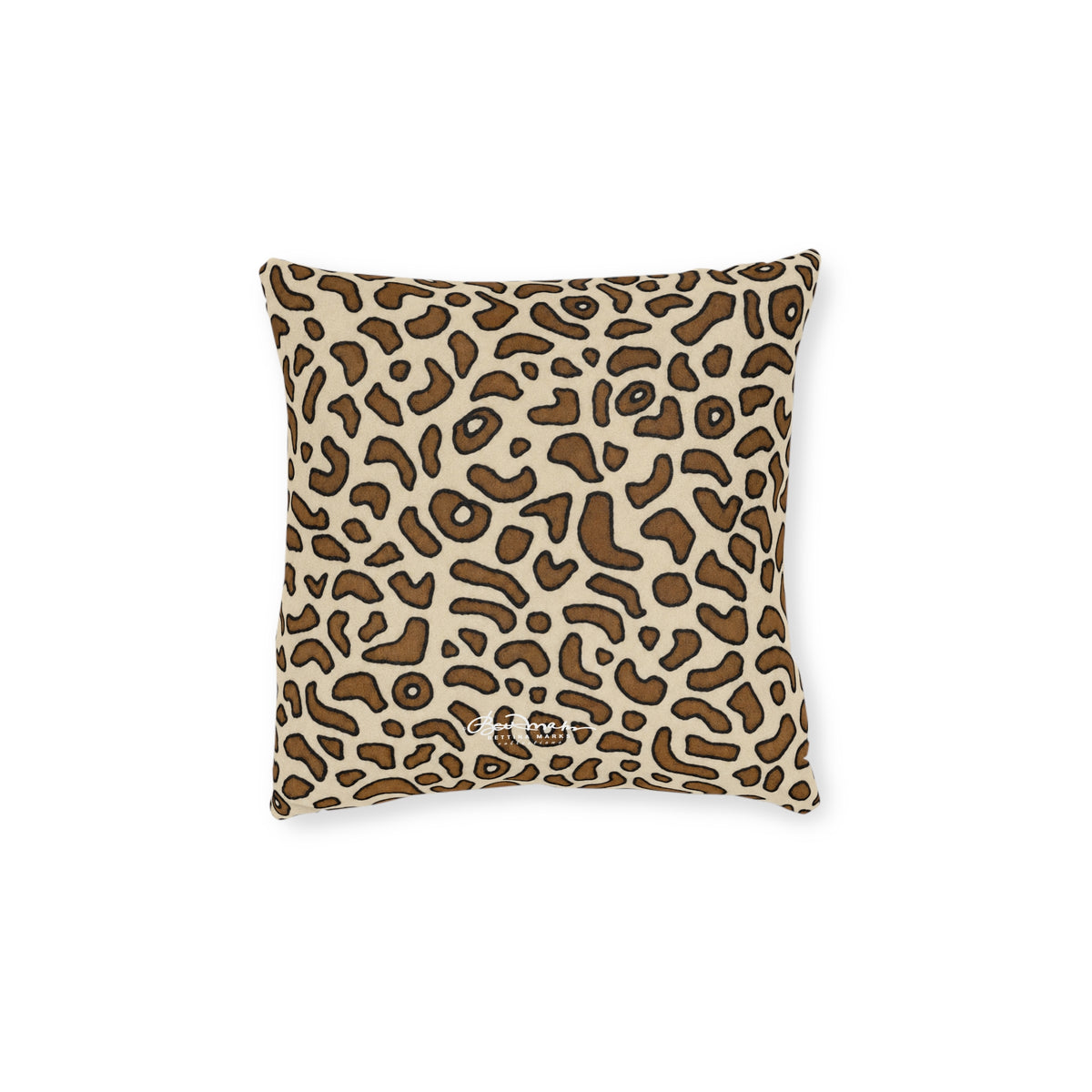 Brown Animal Skin On White Square Pillow