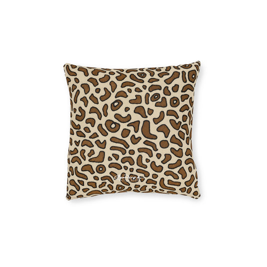 Brown Animal Skin On White Square Pillow