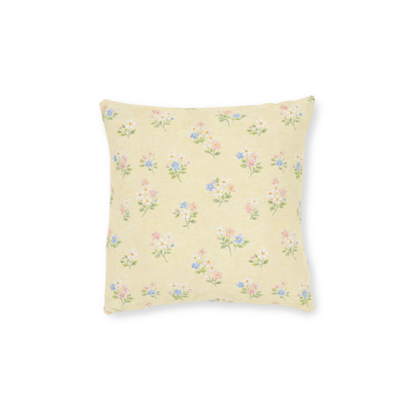 Yellow Pastel Floral Square Pillow