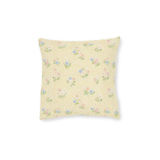 Yellow Pastel Floral Square Pillow