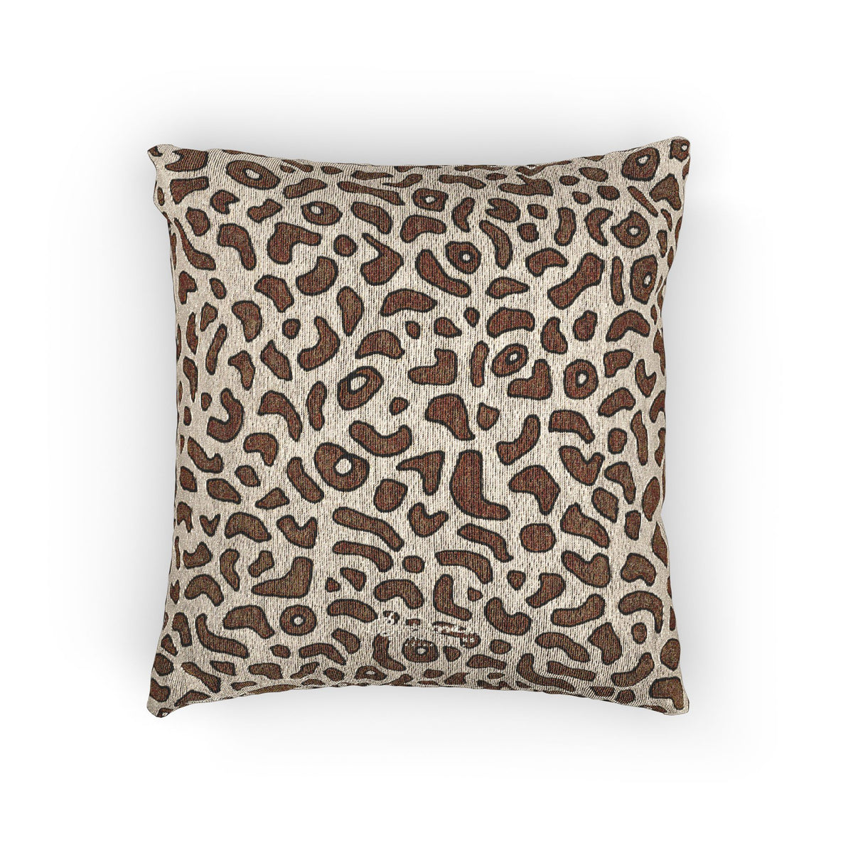 Brown Animal Skin On White Woven Pillow