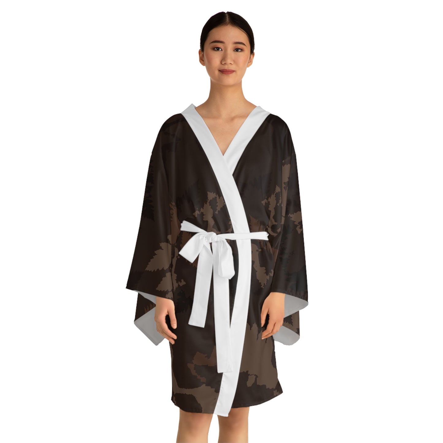 Dark Chocolate Abstract Forest Kimono Robe