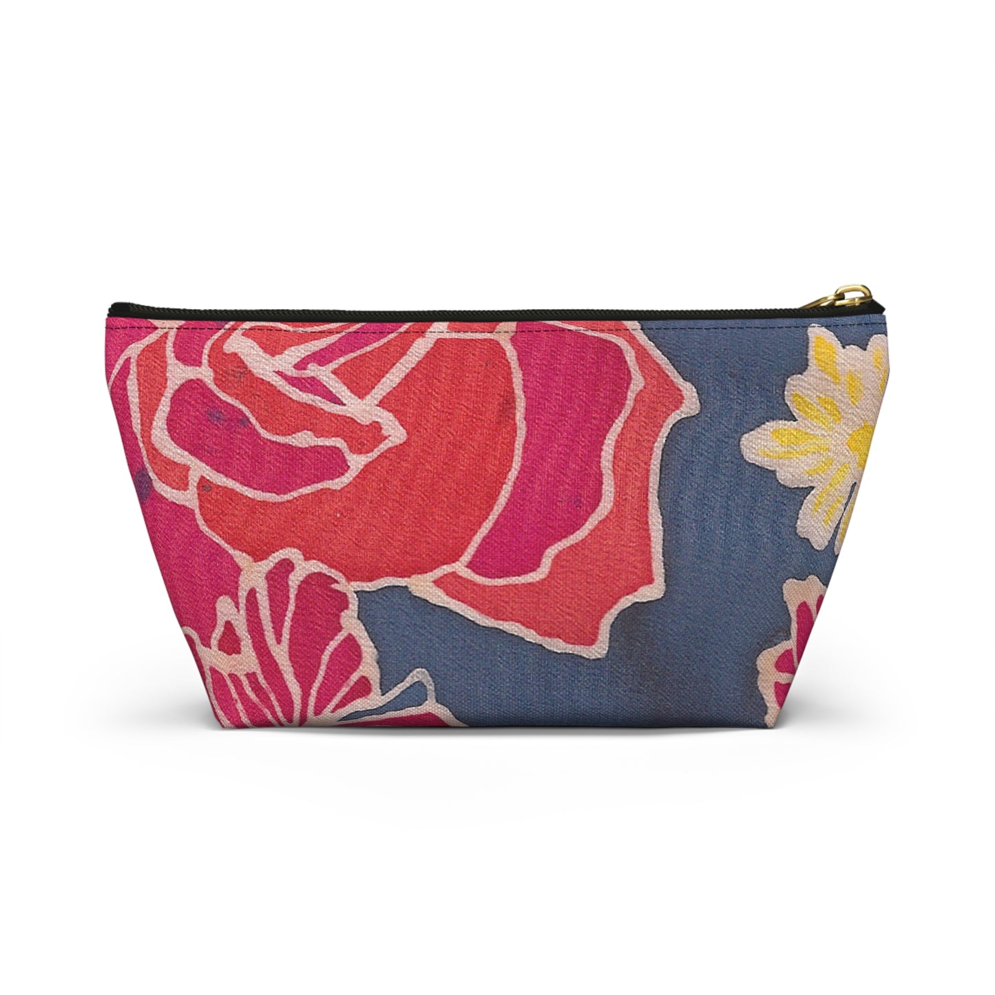 Floral Denim Accessory Pouch w T-bottom