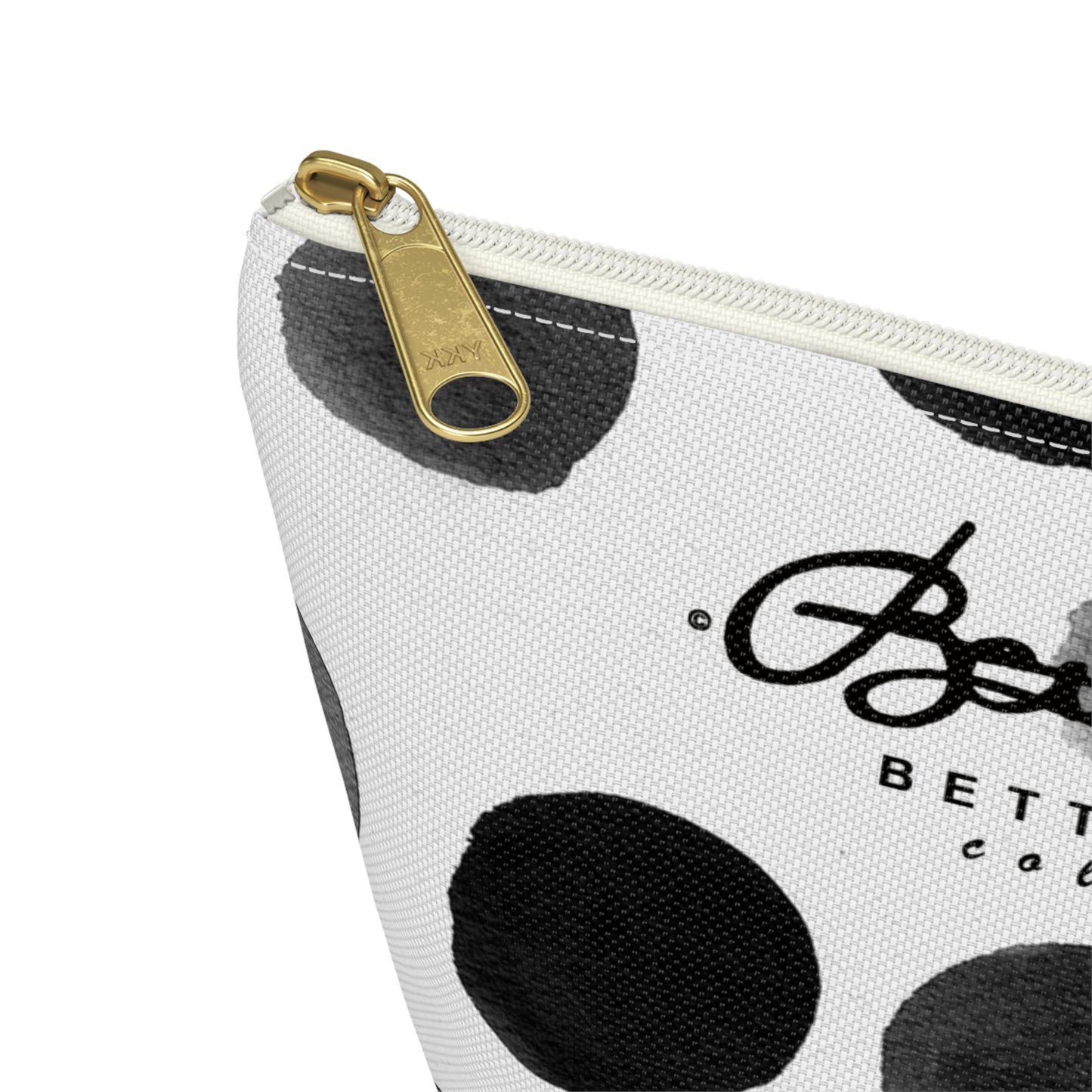 Charcoal Polka Dot Accessory Pouch w T-bottom
