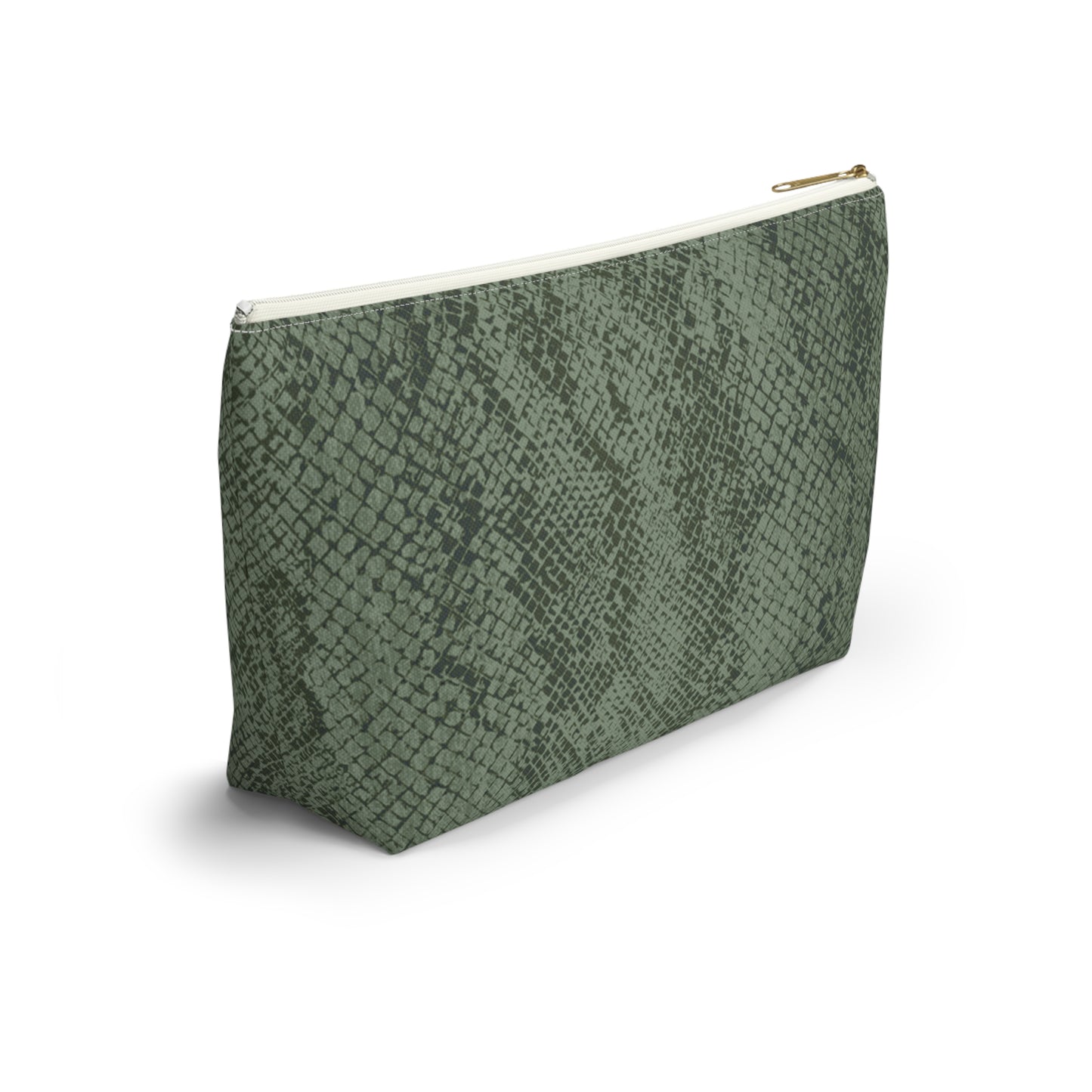 Sage Snake Skin Accessory Pouch w T-bottom