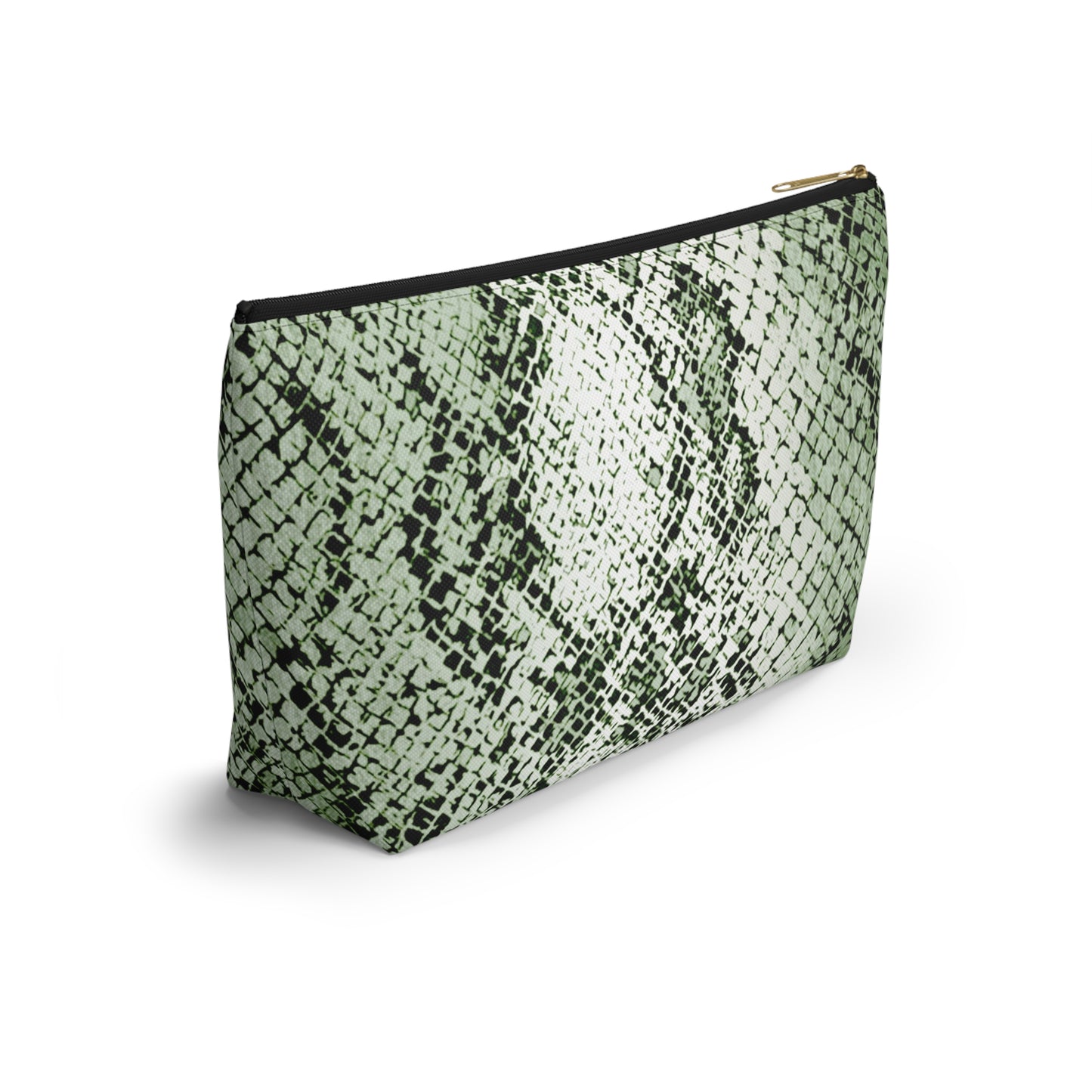 Sage Snake Skin Accessory Pouch w T-bottom