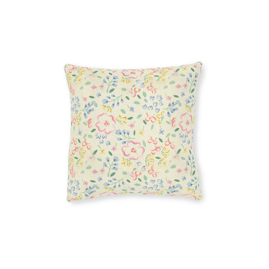 Yellow & Pink Pastel Floral Square Pillow