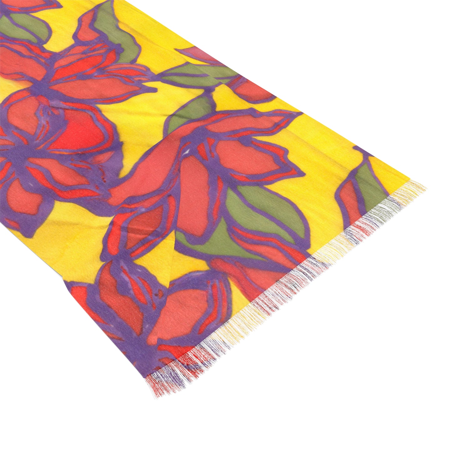 Blue & Orange Floral Light Scarf
