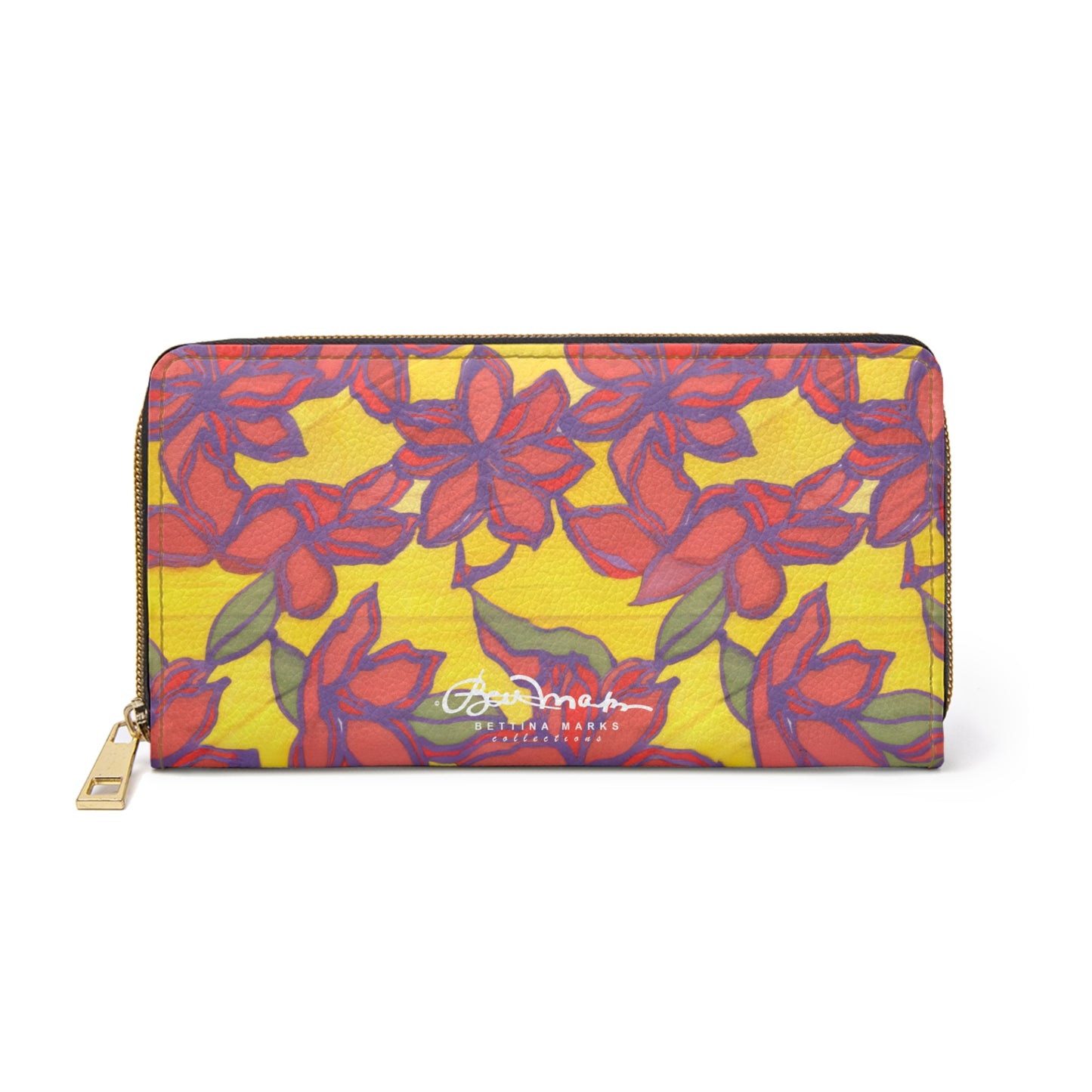 Blue & Orange Floral Zipper Wallet
