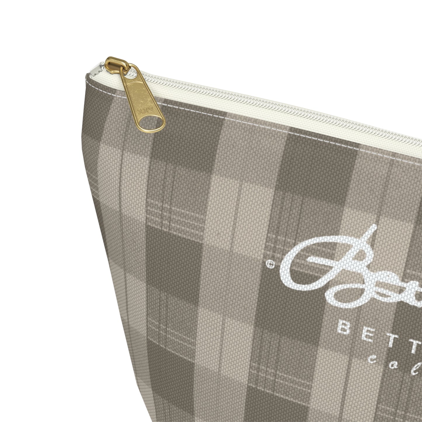 Cream Plaid Accessory Pouch w T-bottom