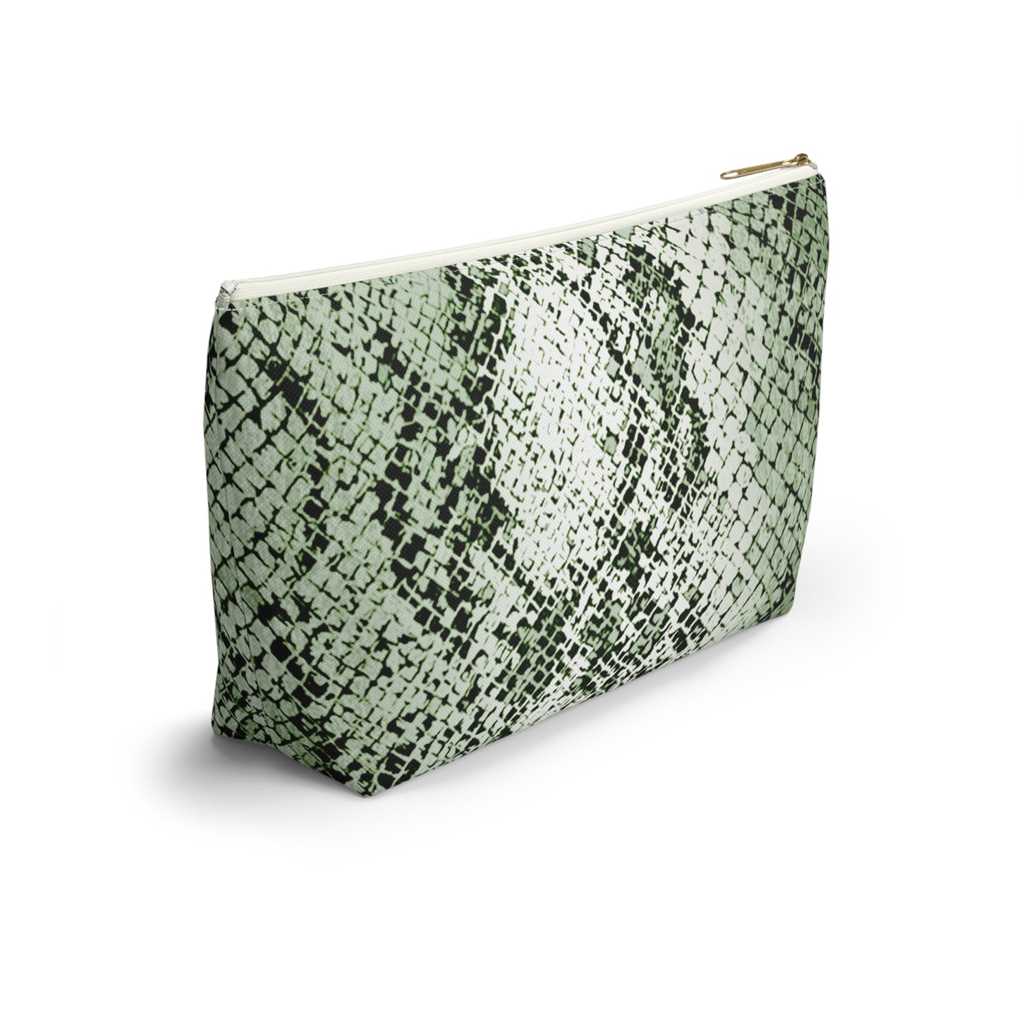 Sage Snake Skin Accessory Pouch w T-bottom