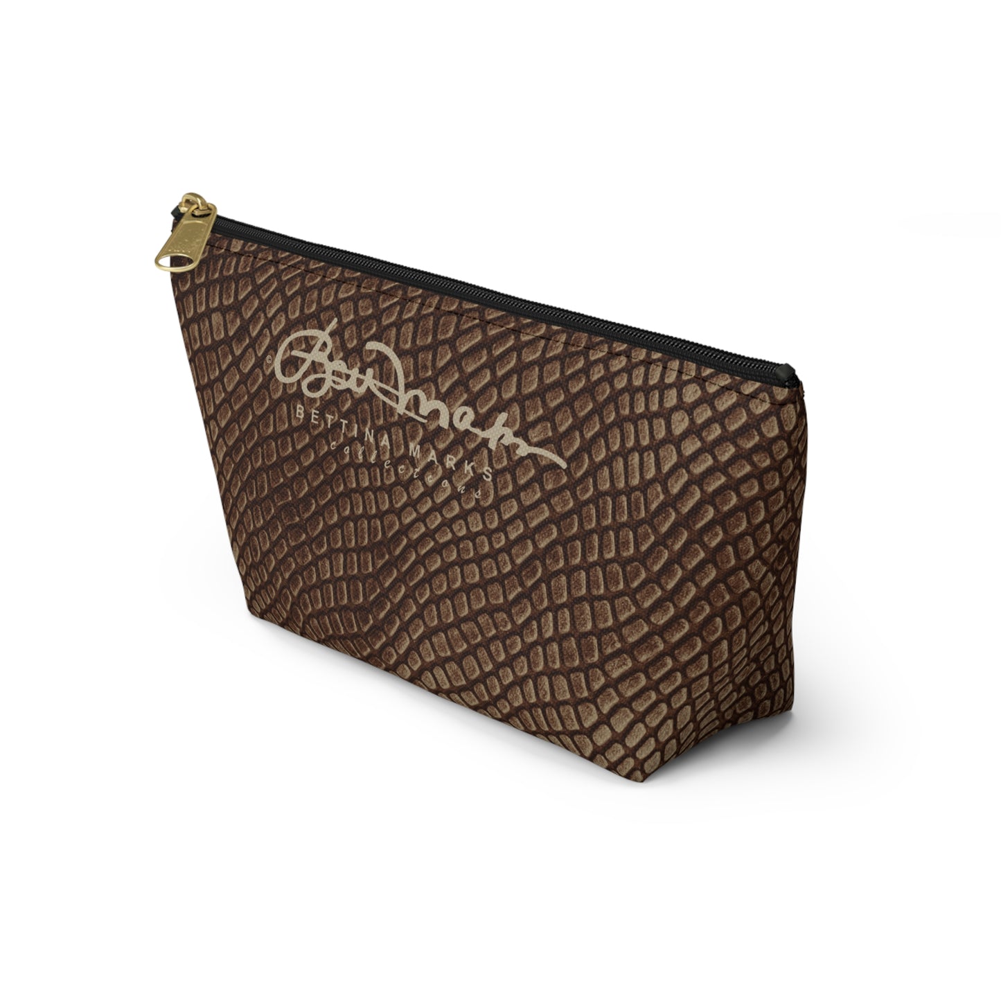 Mocha Crocodile Accessory Pouch w T-bottom