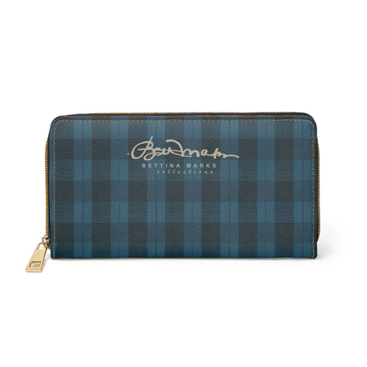 Teal Plaid Zipper Wallet for Women - Chic and Functional Clutch