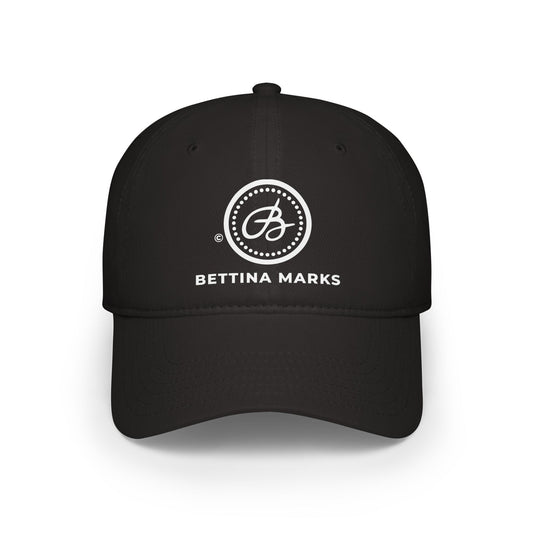 Black Low Profile  Printed Logo Baseball Cap